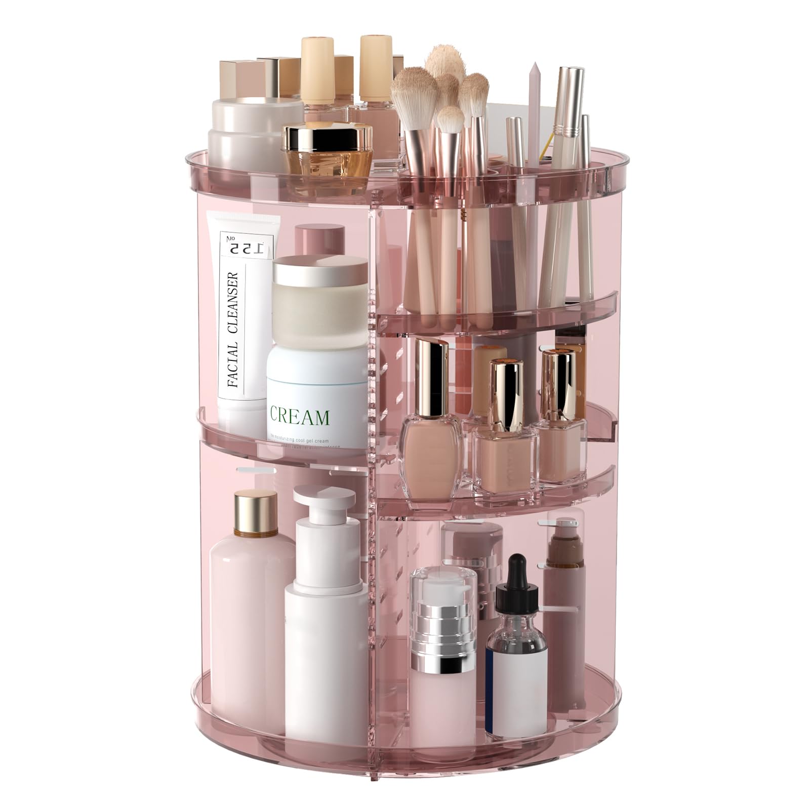 Jiavarry rotating makeup organizer top view for easy-access cosmetics