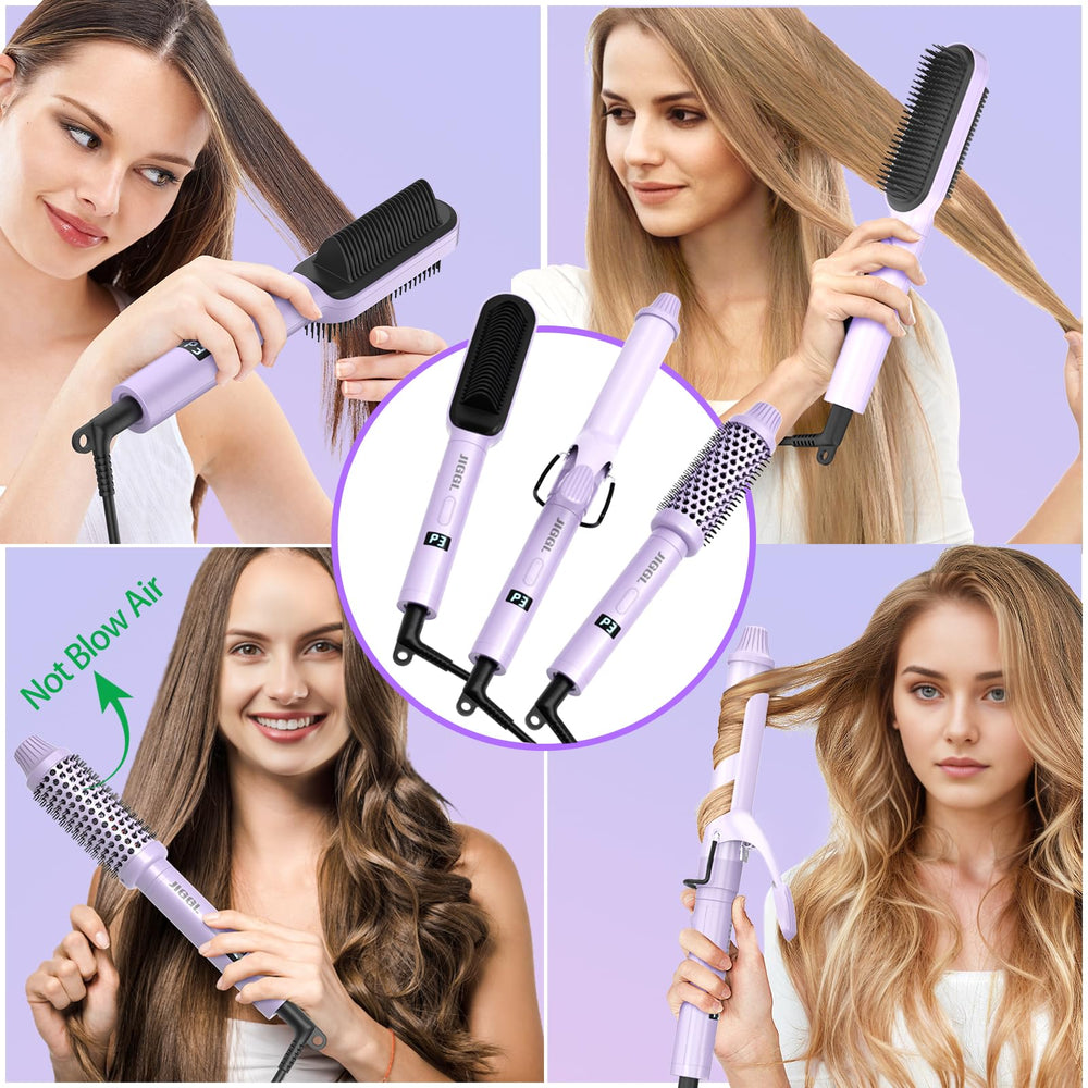 JIGGL 3-in-1 thermal brush with a 1.5-inch head for voluminous straight styles.