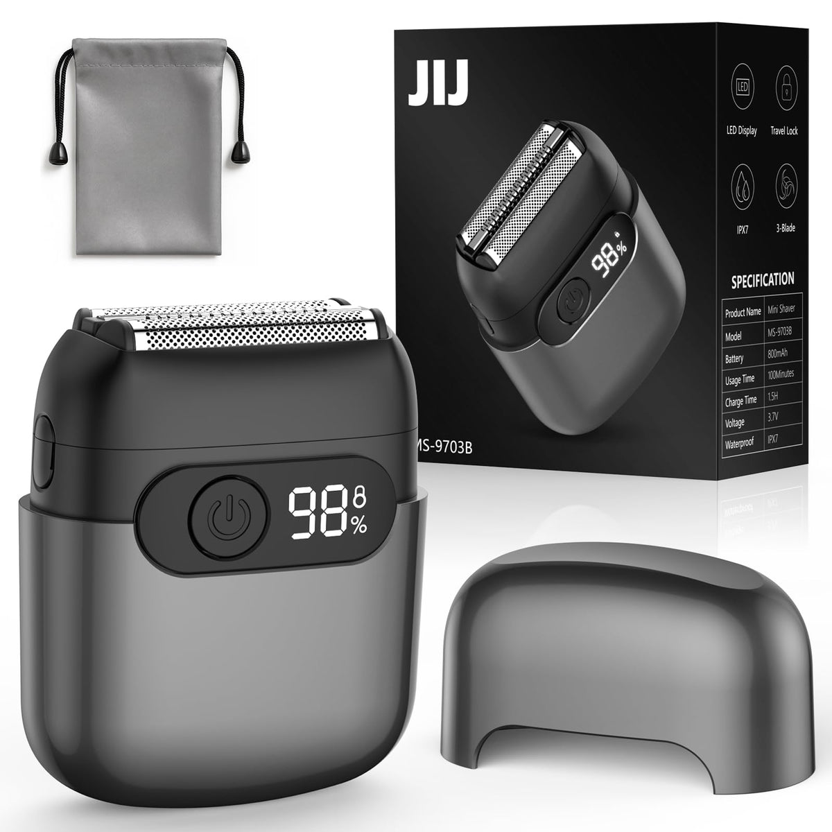 JIJ foil shaver mini electric razor with three blades for fast, close daily grooming.