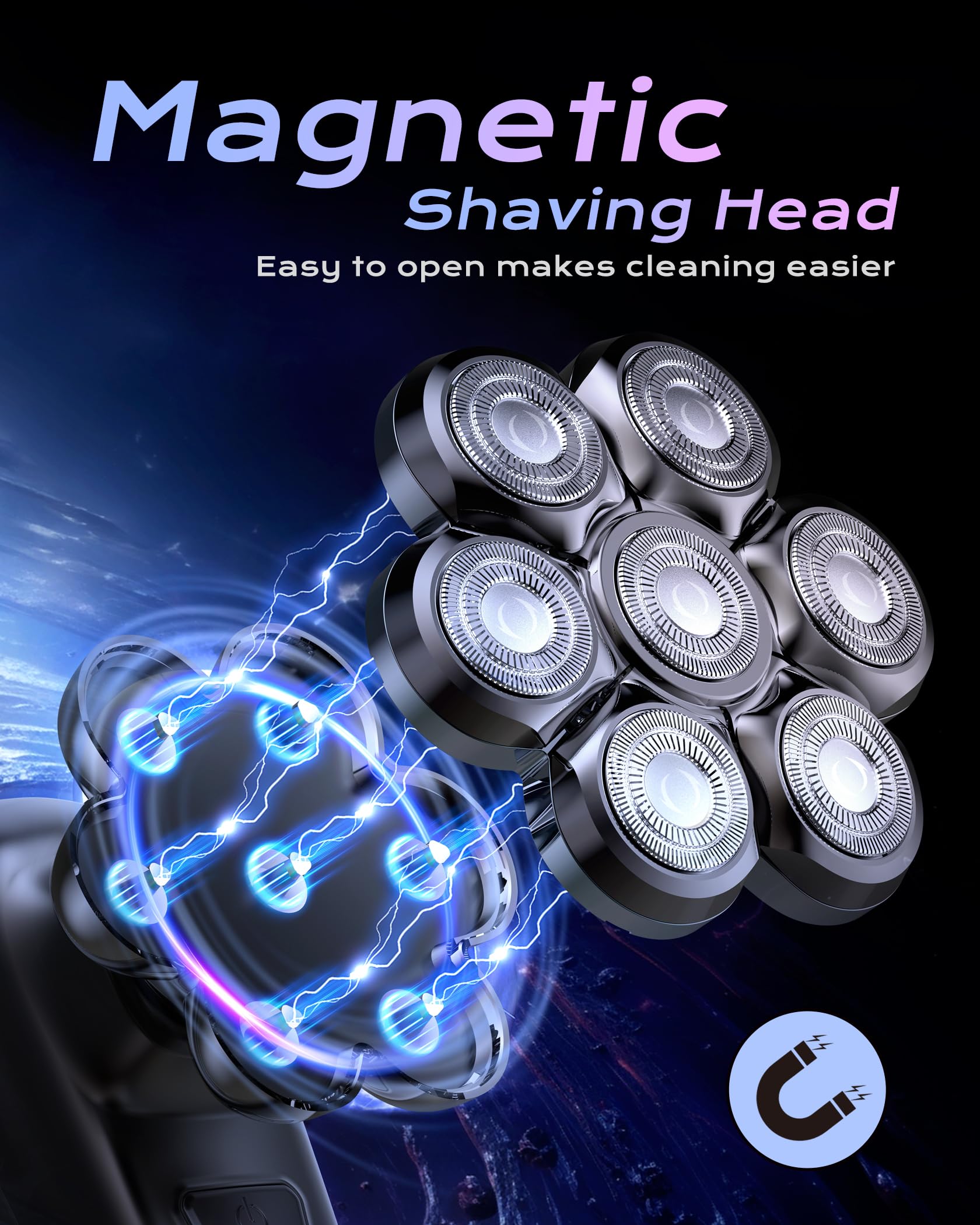 JIJ head shavers turbo speed motor delivers efficient cutting with reduced irritation.