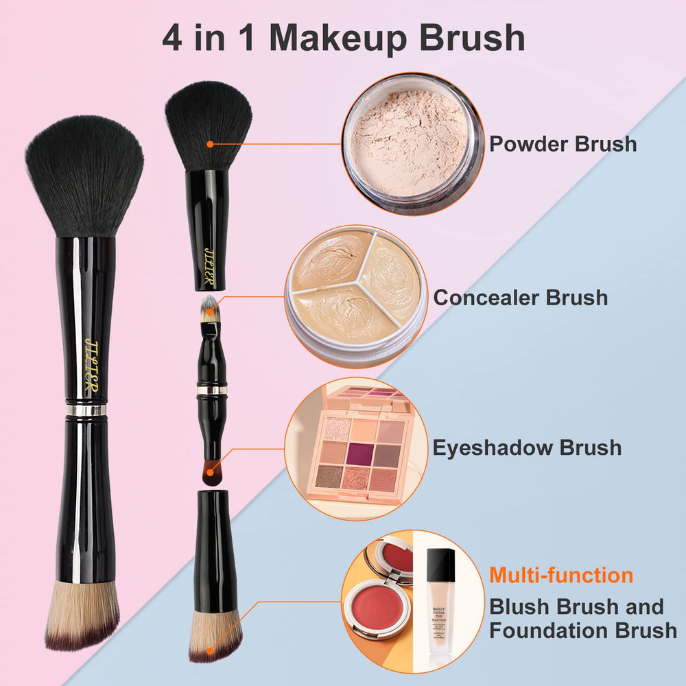 JILIER foundation and powder brush double-ended for versatile application.