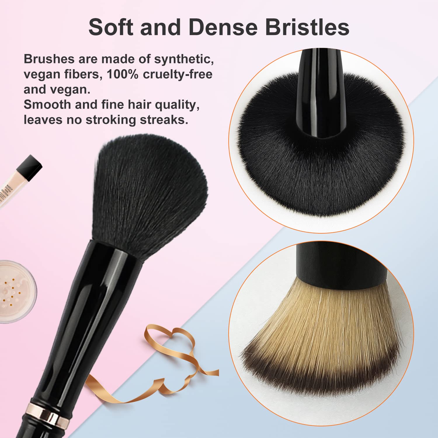 JILIER powder brush with dense bristles for smooth powder application.