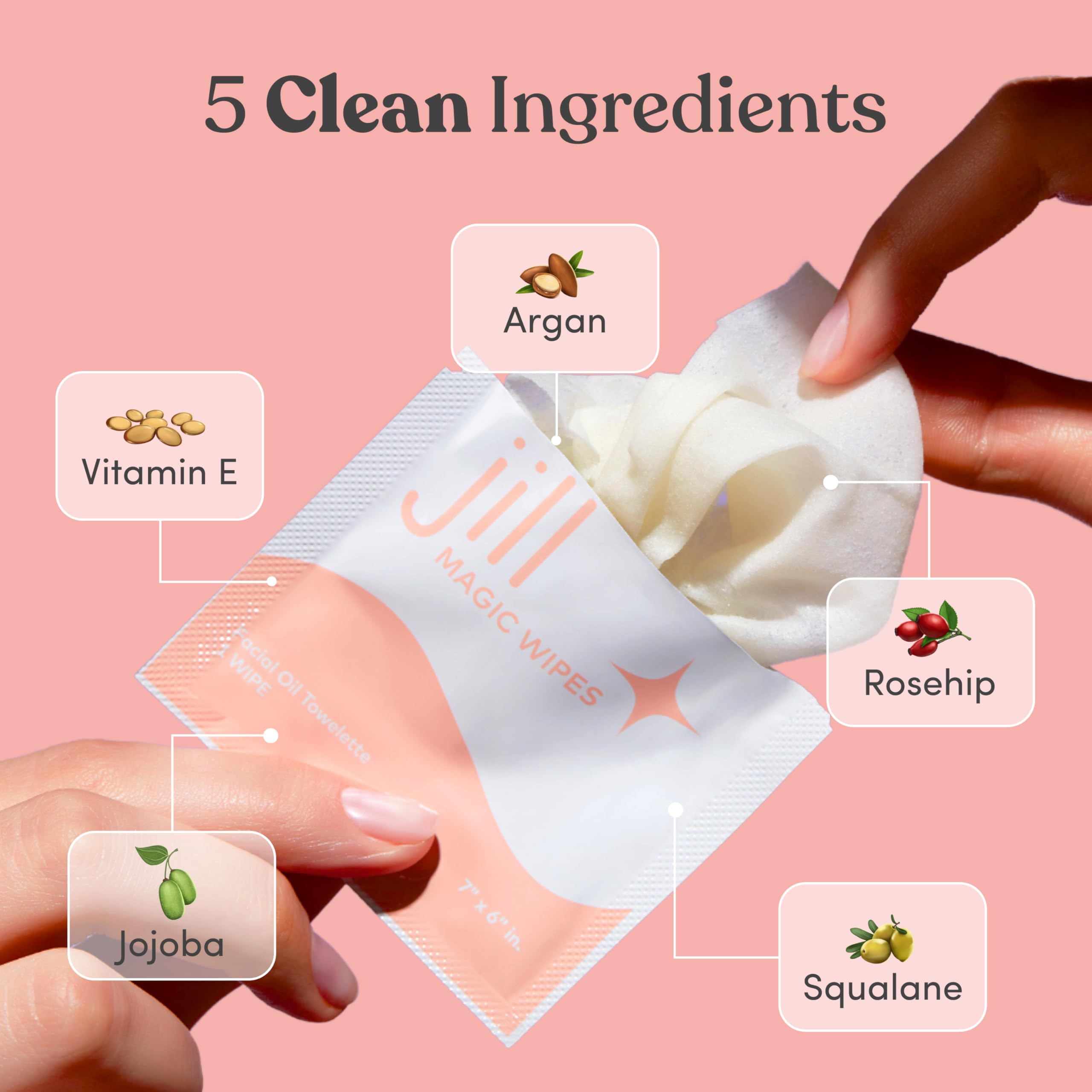 Jill Magic Wipes application close-up highlights quick-absorb, non-greasy formula