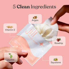 Jill Magic Wipes application close-up highlights quick-absorb, non-greasy formula