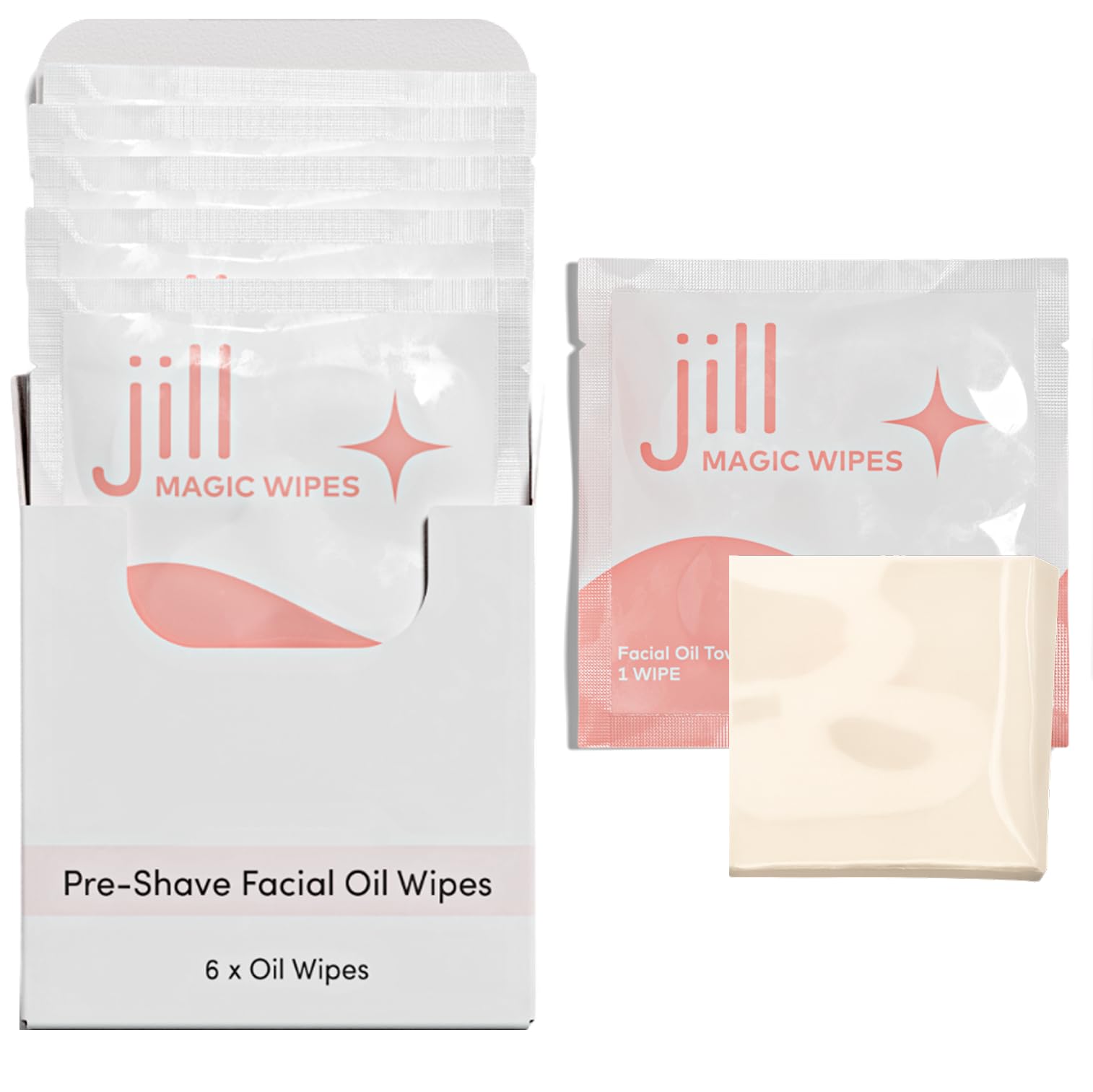 Jill Magic Wipes pack view showing mess-free pre-shave prep for dermaplaning