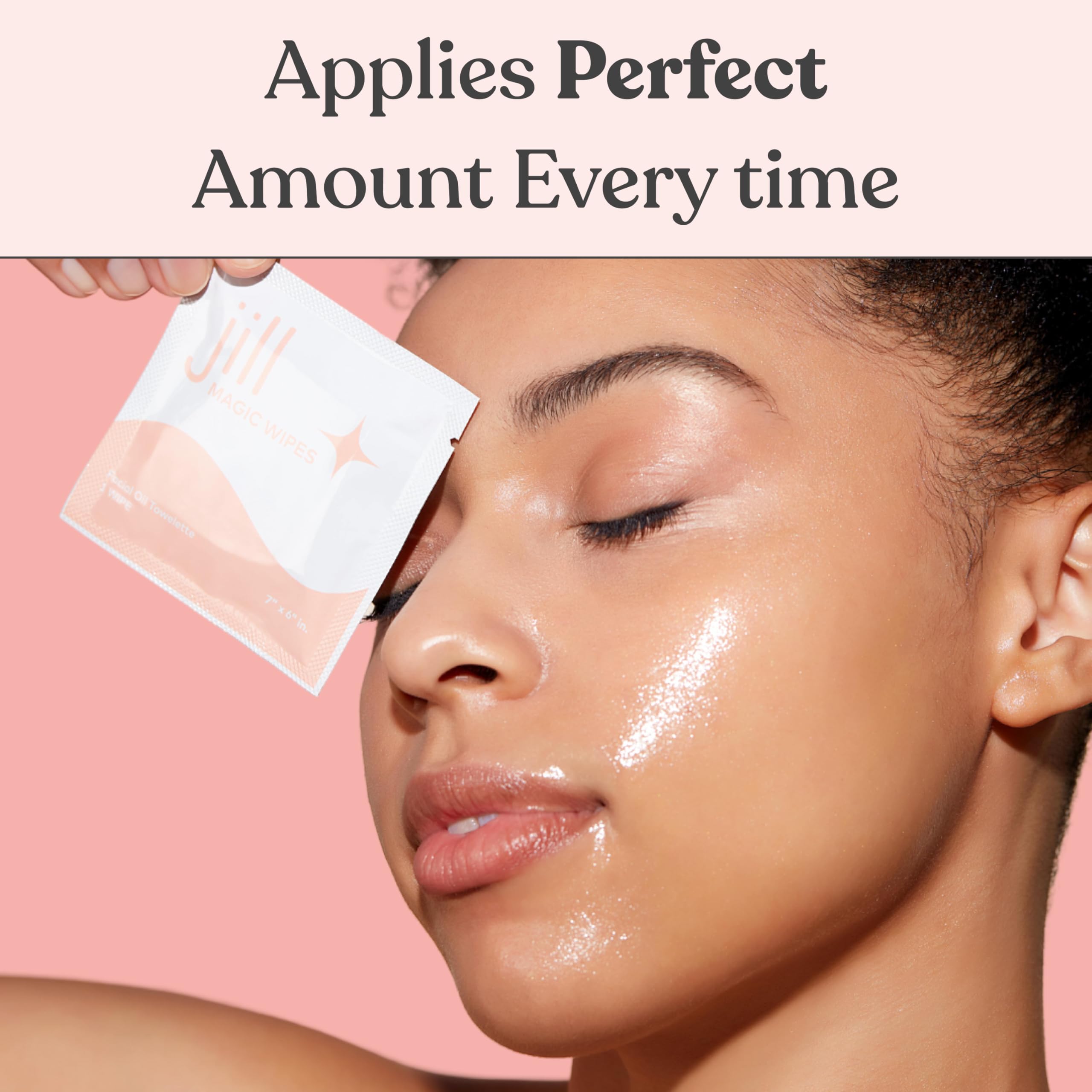 Jill Magic Wipes six-pack display emphasizing travel-friendly skincare routine