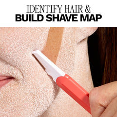 JILL Original Hair Identifying Spray reveals facial hairs for shaving precision.