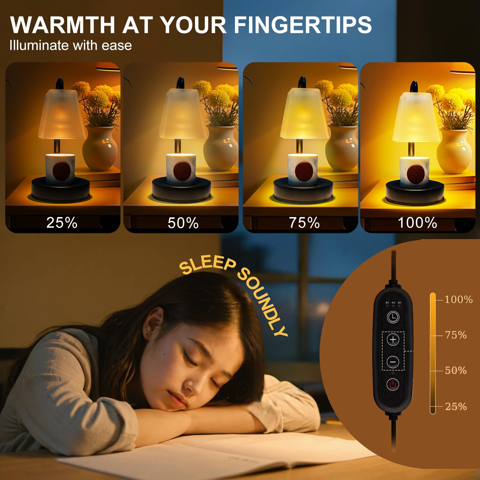 JIMEI candle warmer lamp height-adjustable for flexible jar sizing.