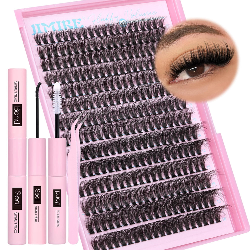 JIMIRE 50D fluffy cluster lashes 280pcs for dramatic eyelash volume at home