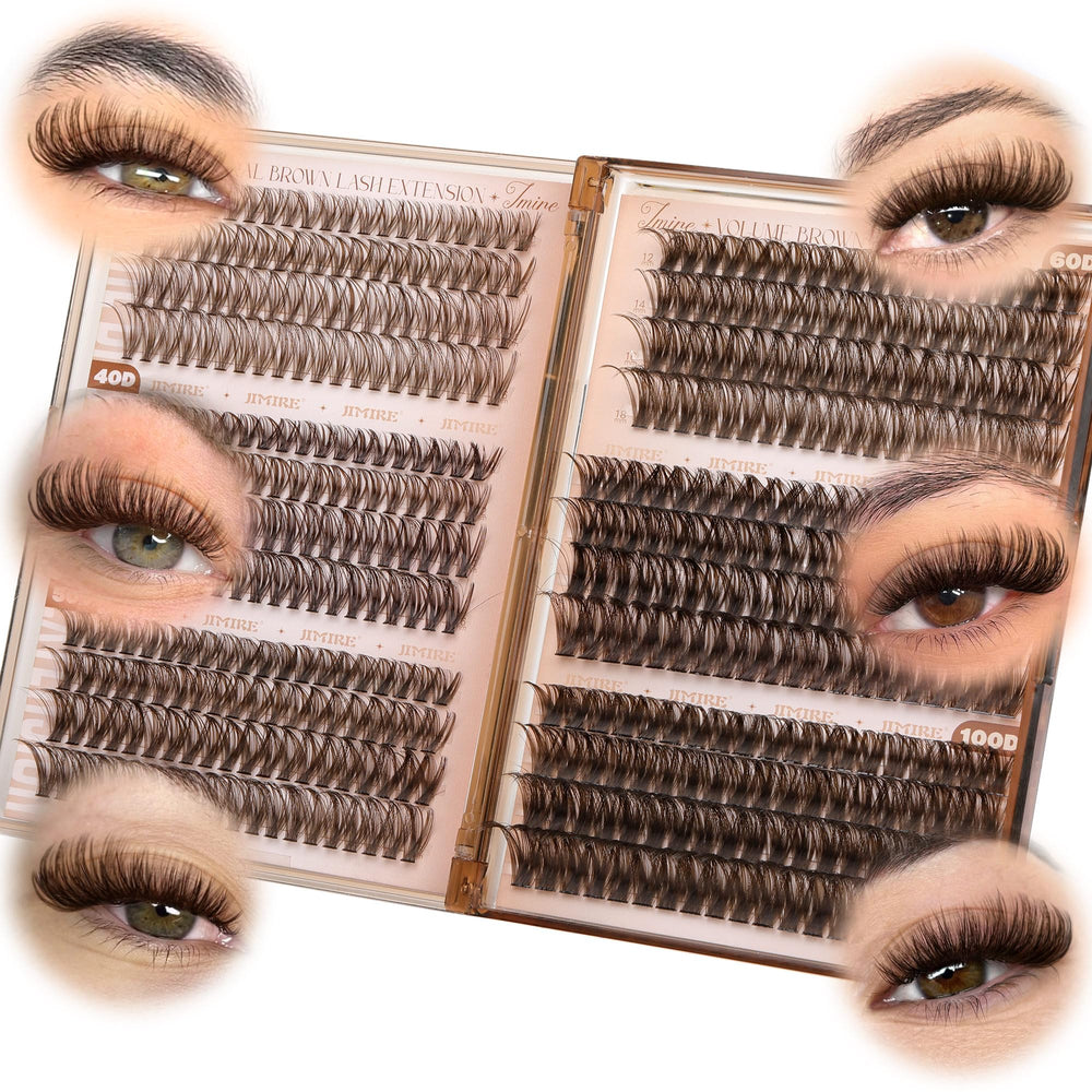 Jimire Brown Lash Clusters six-in-one design delivers customizable looks with 476 clusters.