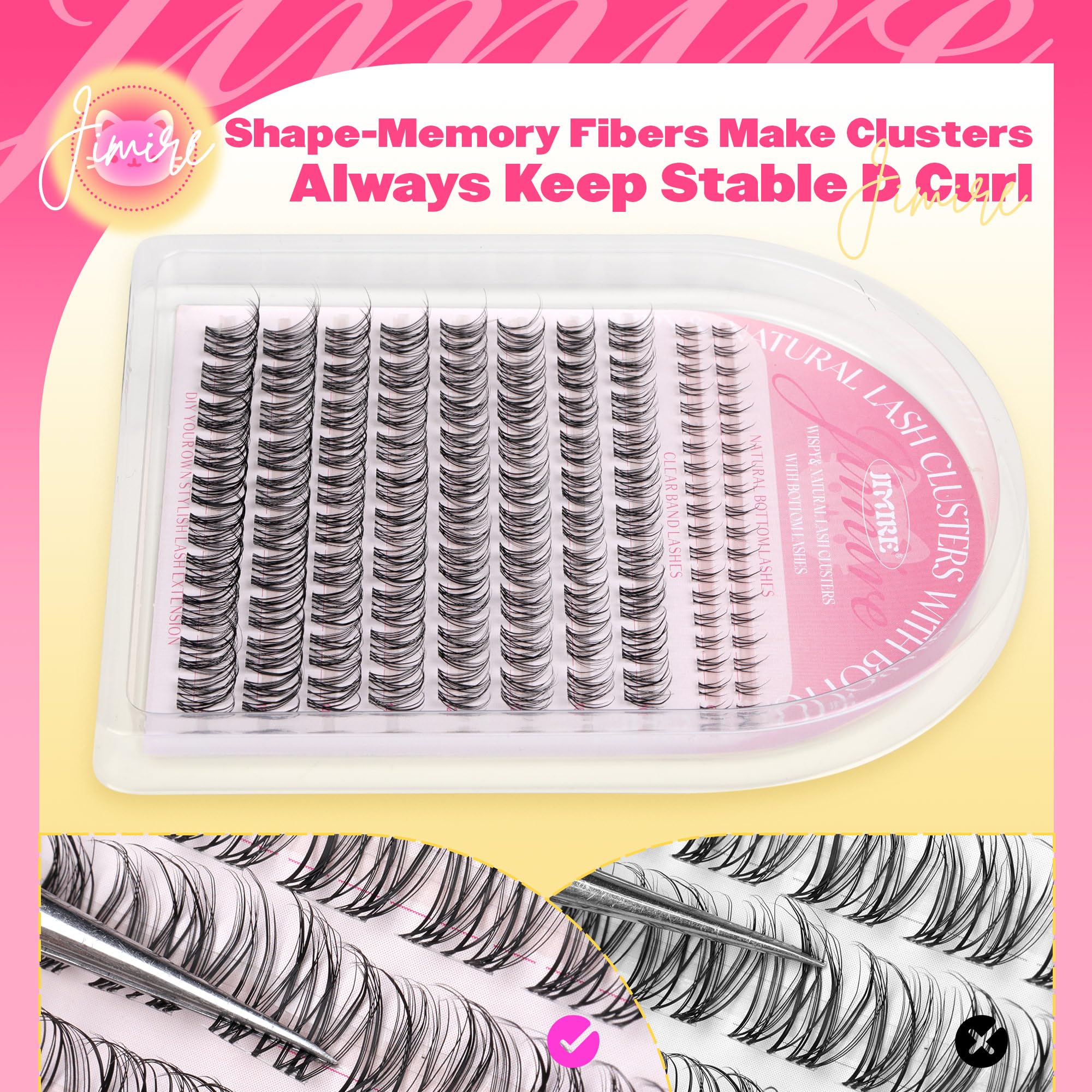 JIMIRE Venus Lash Clusters Bottom Lashes image demonstrating cohesive natural finish.
