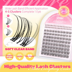 JIMIRE Venus Lash Clusters D Curl image with natural look and invisible band.