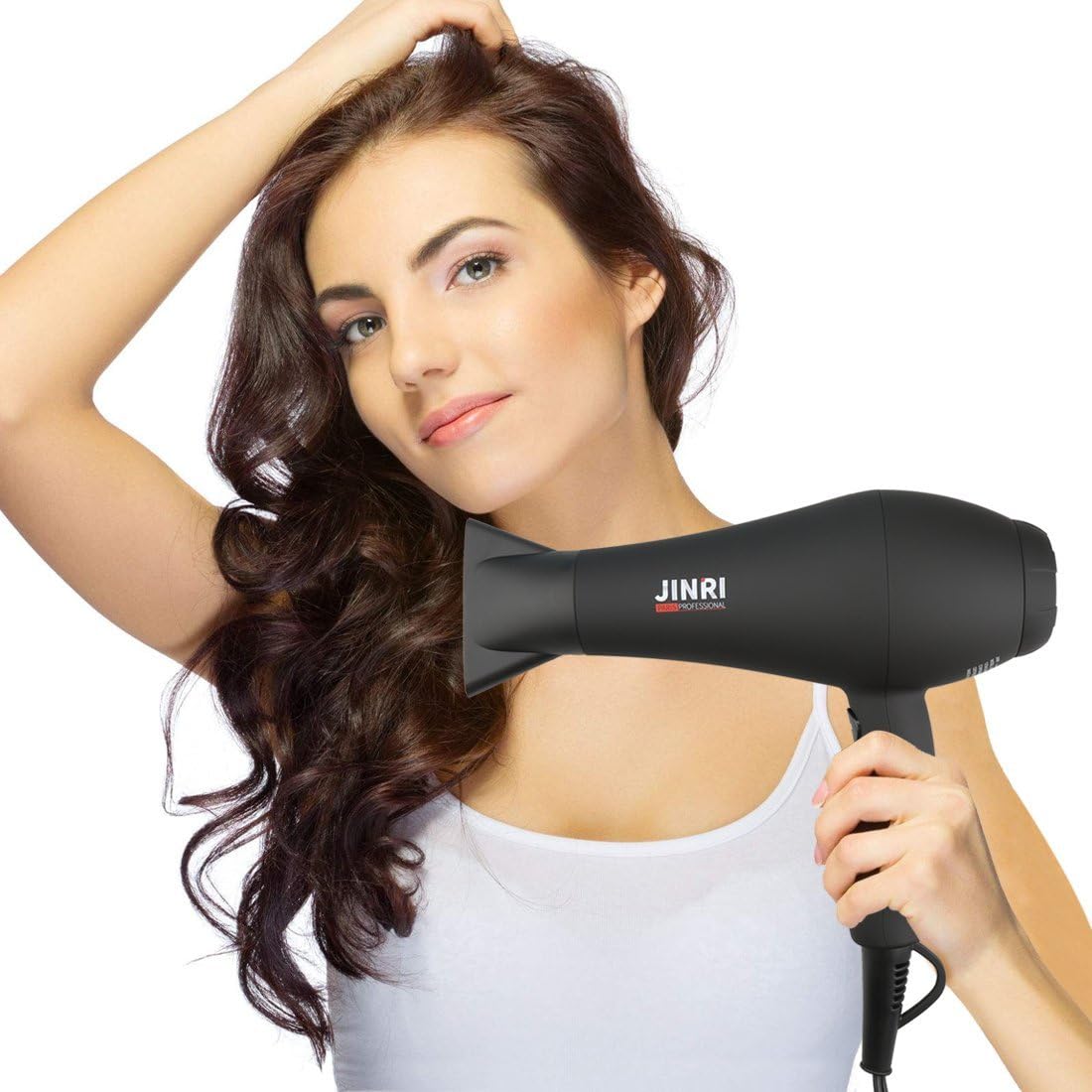 JINRI hair dryer detachable air intake for easy cleaning.