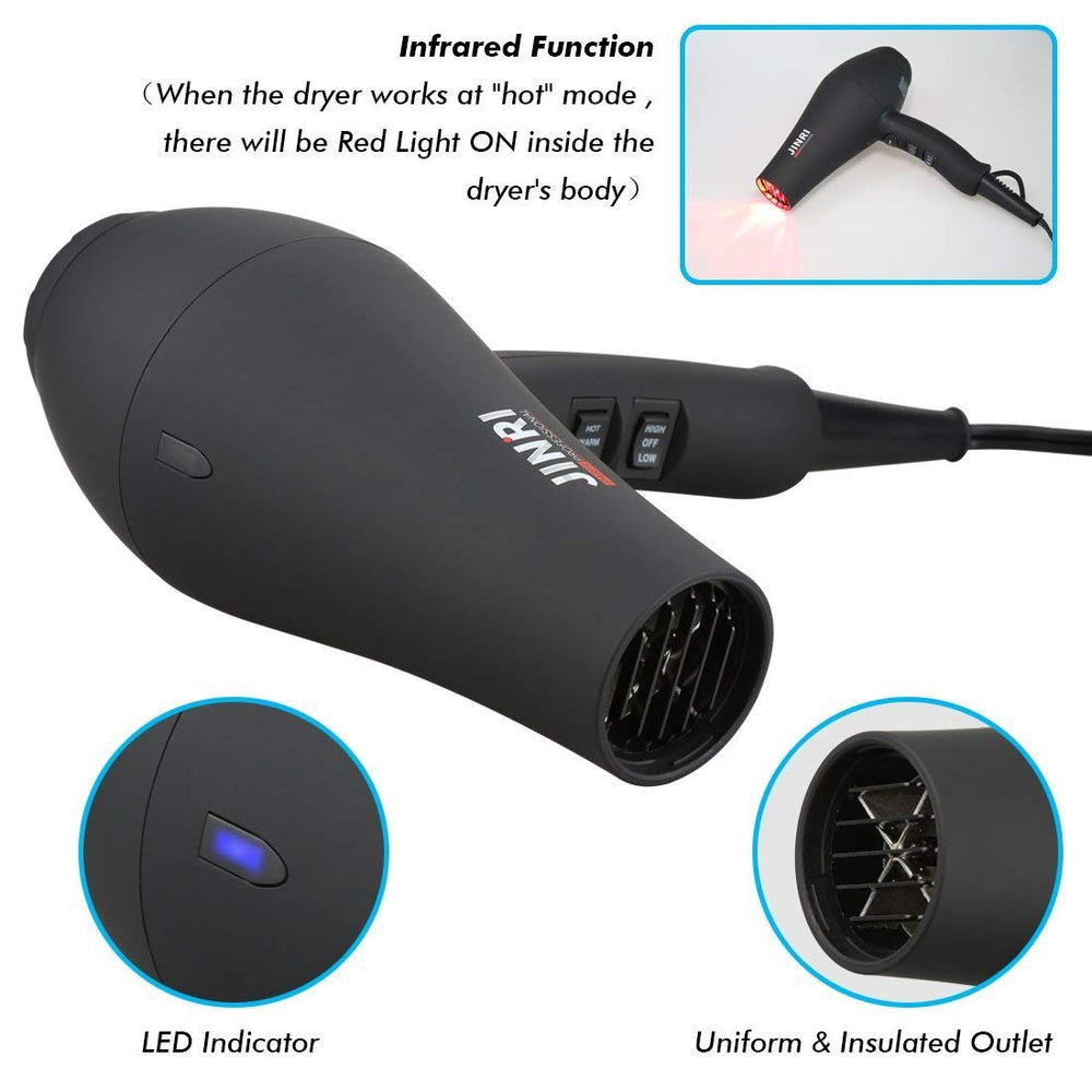 JINRI hair dryer diffuser attachment in use for curly hair styling.