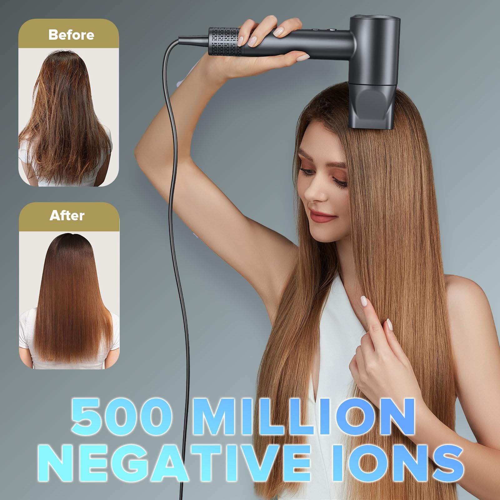 JITOOW hair dryer with 3 LED indicators shows temps for precise styling.