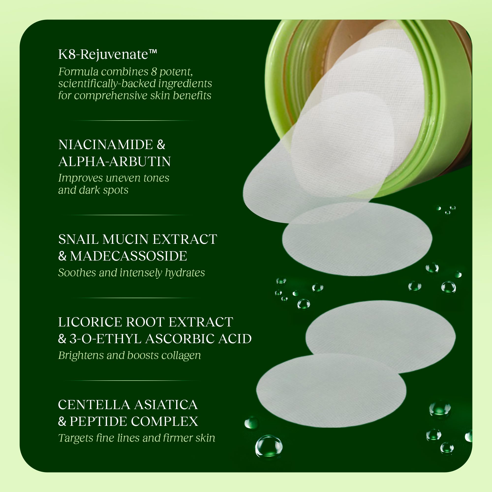 JiYu Toning Polish Pads on-hand application demonstrates even toning and subtle pore balance.