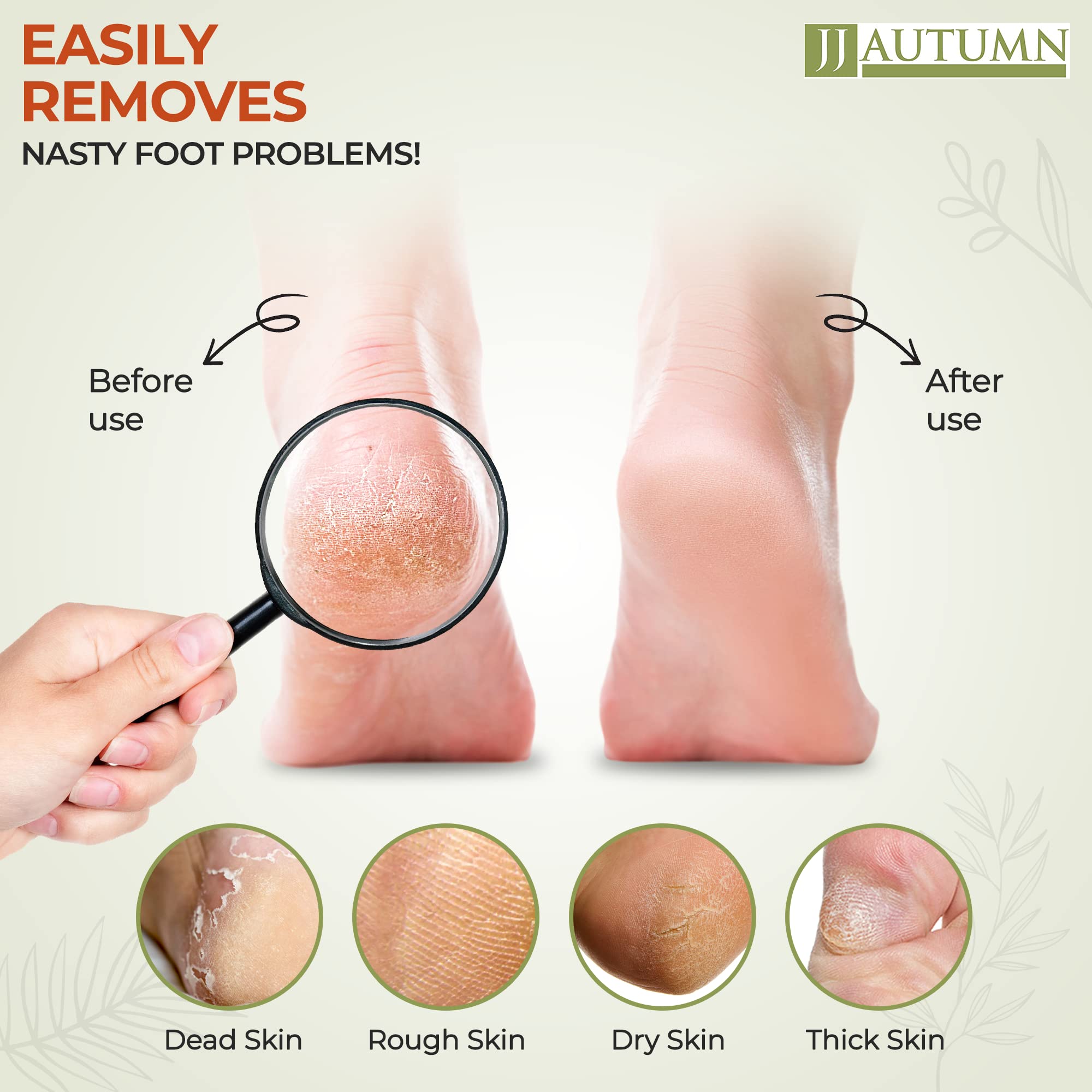 JJ Autumn foot rasp made of natural wood with hypoallergenic grip for precise handling.