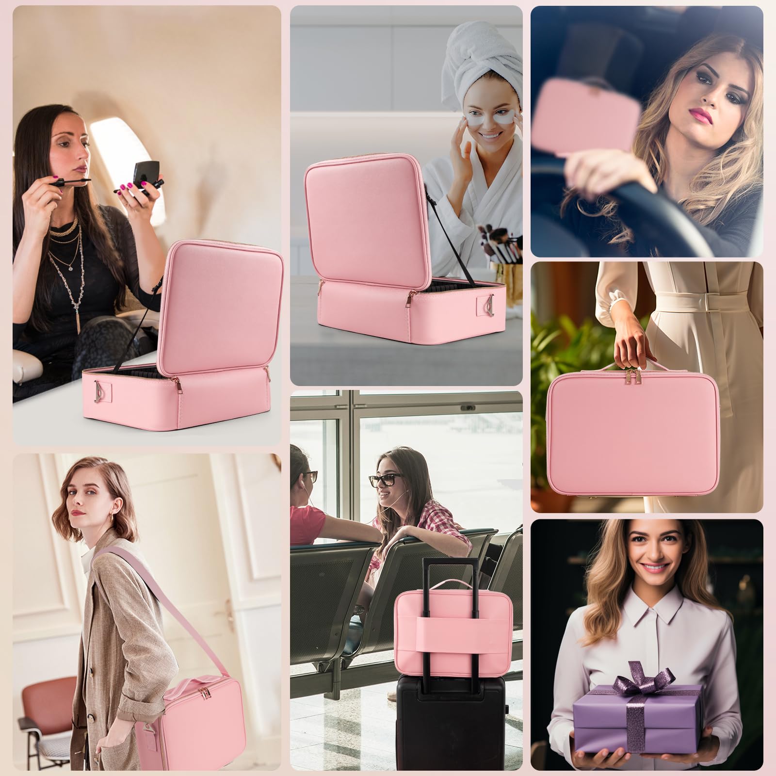 JJhxr PU leather makeup bag finish is durable and easy to clean