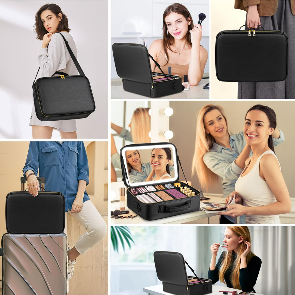 JJhxr durable PU leather makeup bag that is waterproof and easy to clean