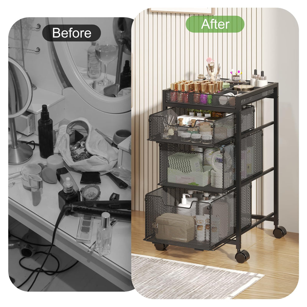 JKsmart cosmetics organization cart maintains nail polish and brushes neatly at arm's reach