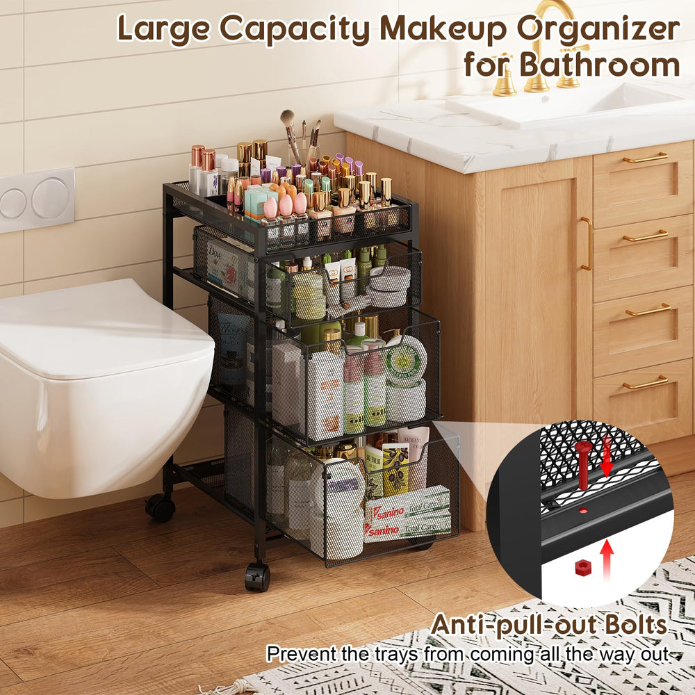 JKsmart vanity organizer on wheels brings cosmetics within reach during routines