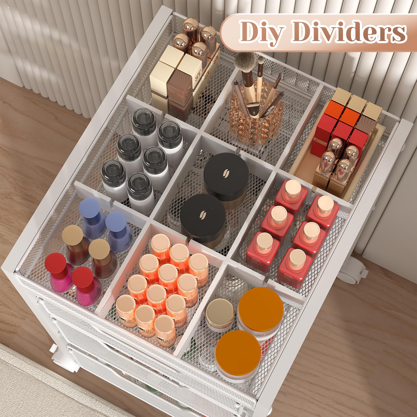 JKsmart rolling makeup cart drawers hold up to 20 pounds each for sturdy storage