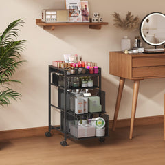 JKsmart rolling makeup cart with three drawers keeps lotions organized