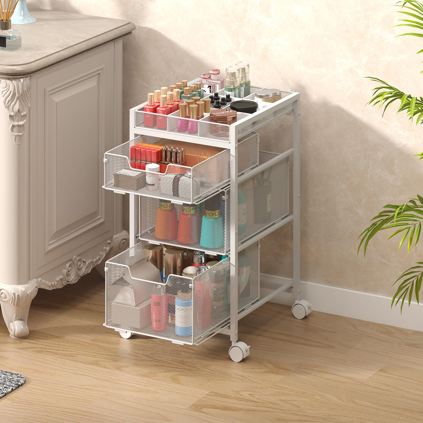 JKsmart rolling makeup cart organized storage ideal for daily beauty routines