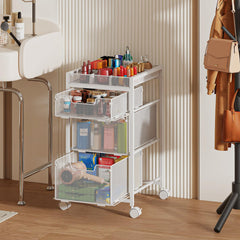 JKsmart rolling makeup cart top dividers adjustable for brush and lipstick organization