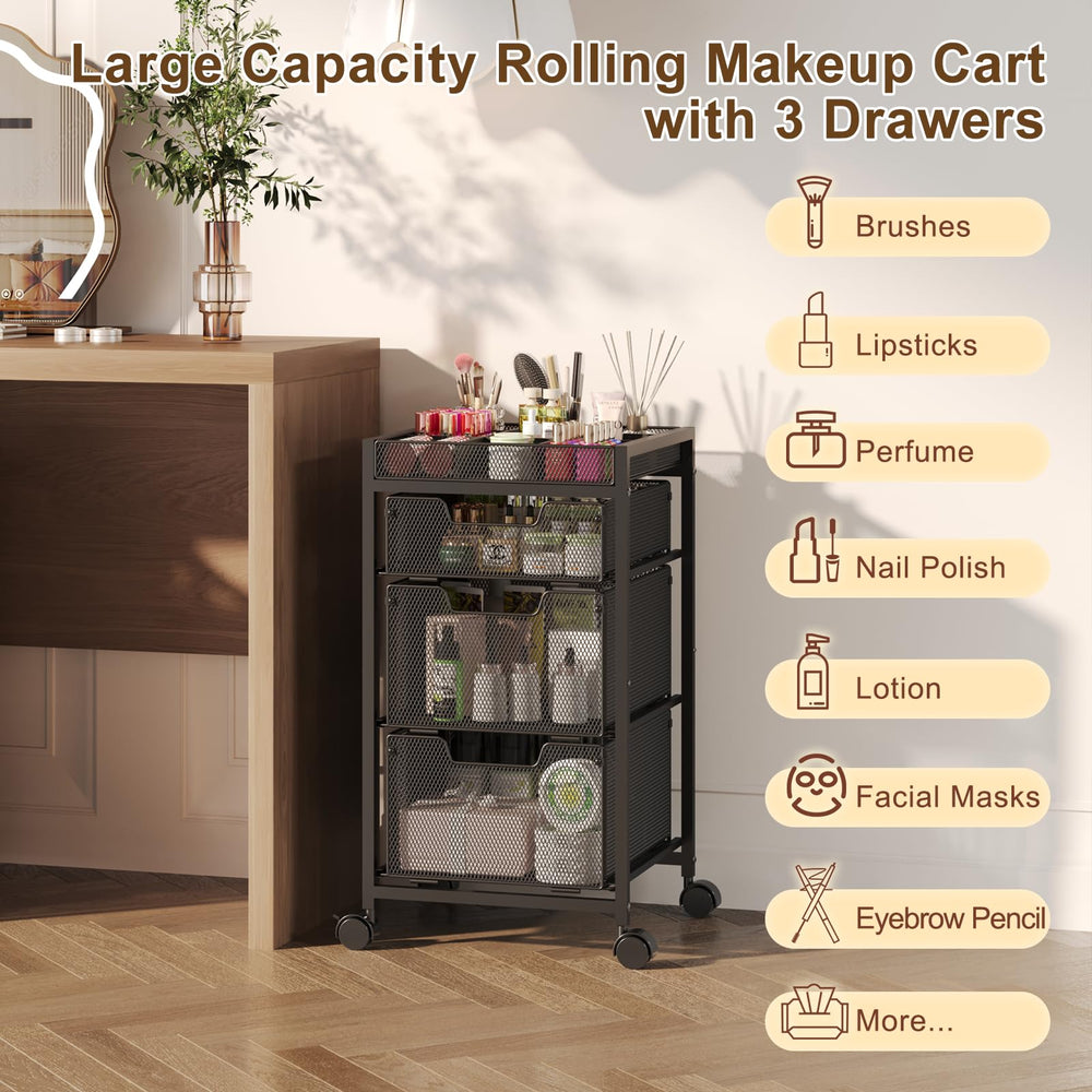 JKsmart skincare storage cart shown as versatile floor-space saver