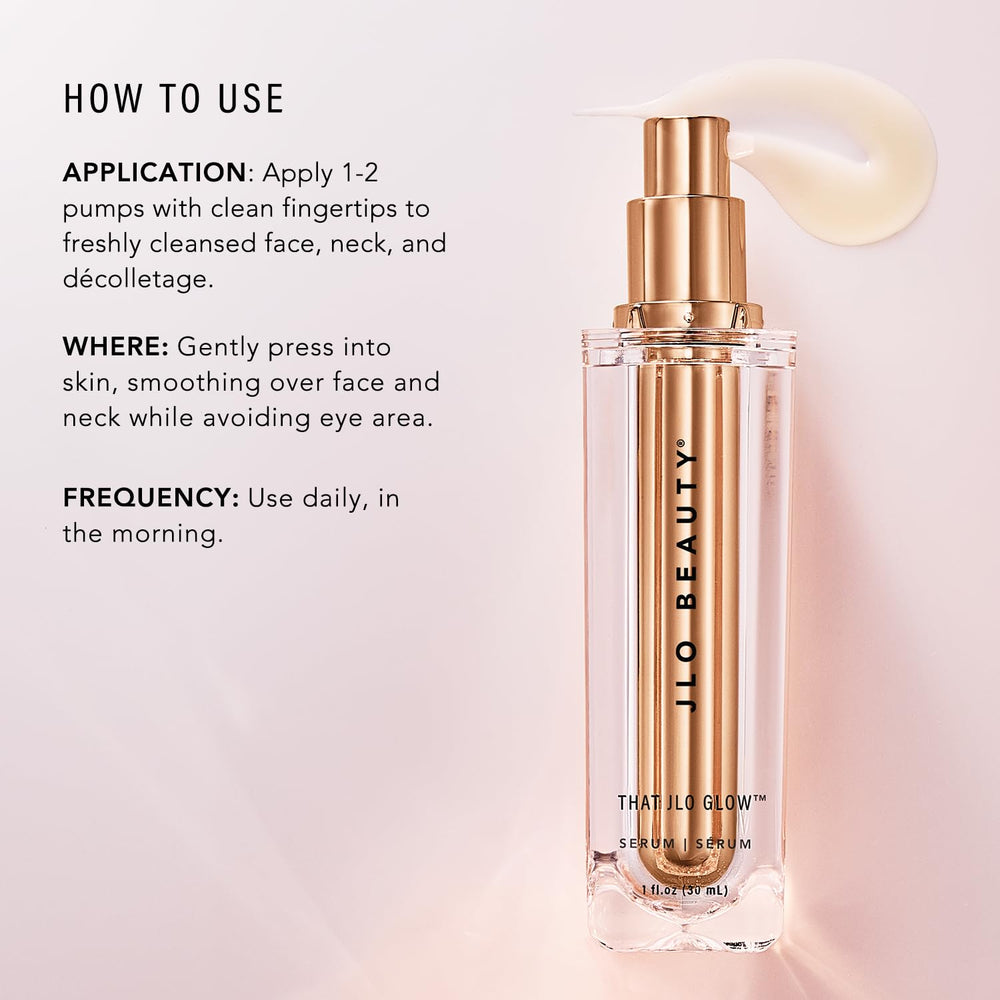 JLO Beauty Brightening Serum vitamin C and niacinamide closeup for even tone