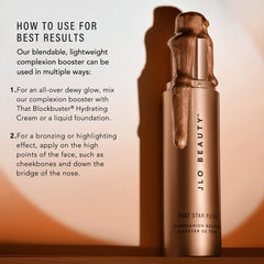JLO Beauty Complexion Booster primer pump demonstrates skin-smoothing prep