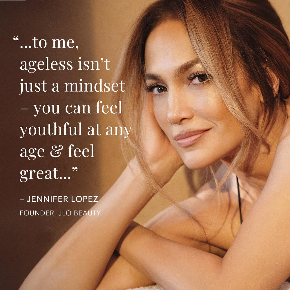 JLO Beauty Olive Complex close-up highlights antioxidant-rich skin support