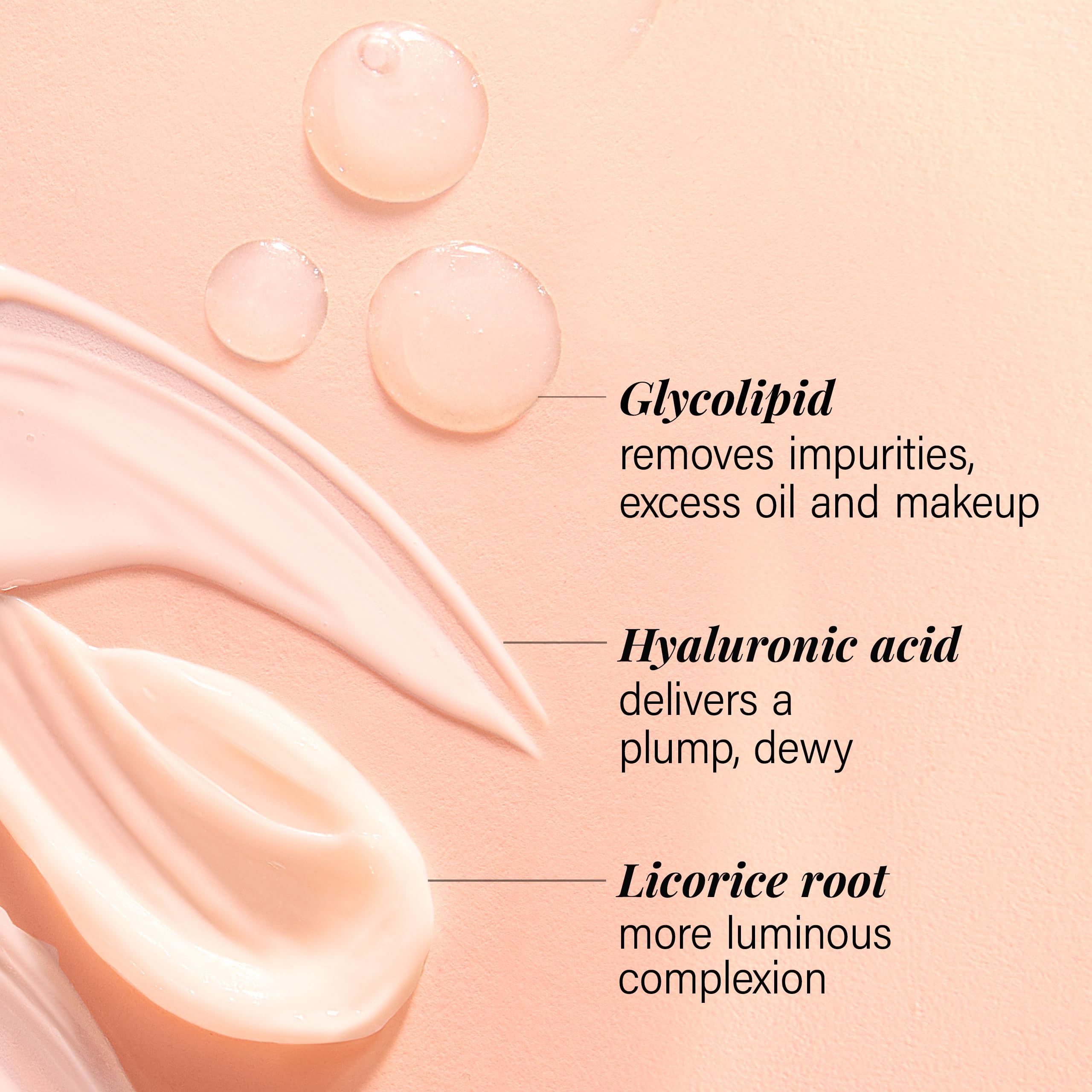 JLO Beauty That Hit Single Gel-Cream Cleanser splash showing silky gel-cream texture.