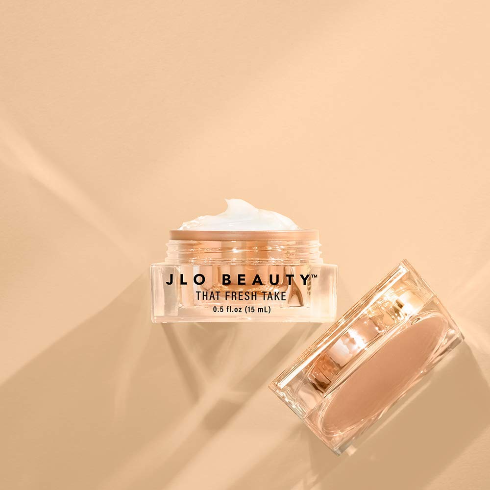JLO BEAUTY under-eye cream lightweight texture ideal for makeup-ready skin.