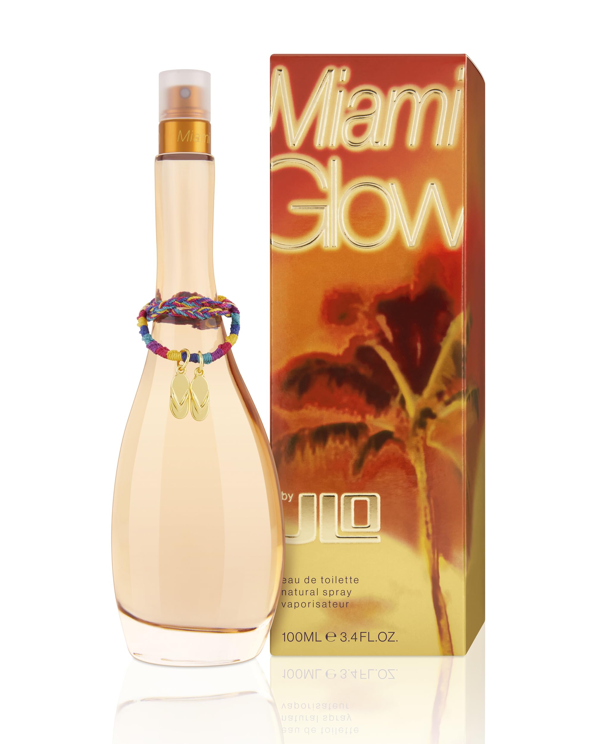 Jennifer Lopez Miami Glow top notes pink grapefruit and coconut water for a bright entrance.