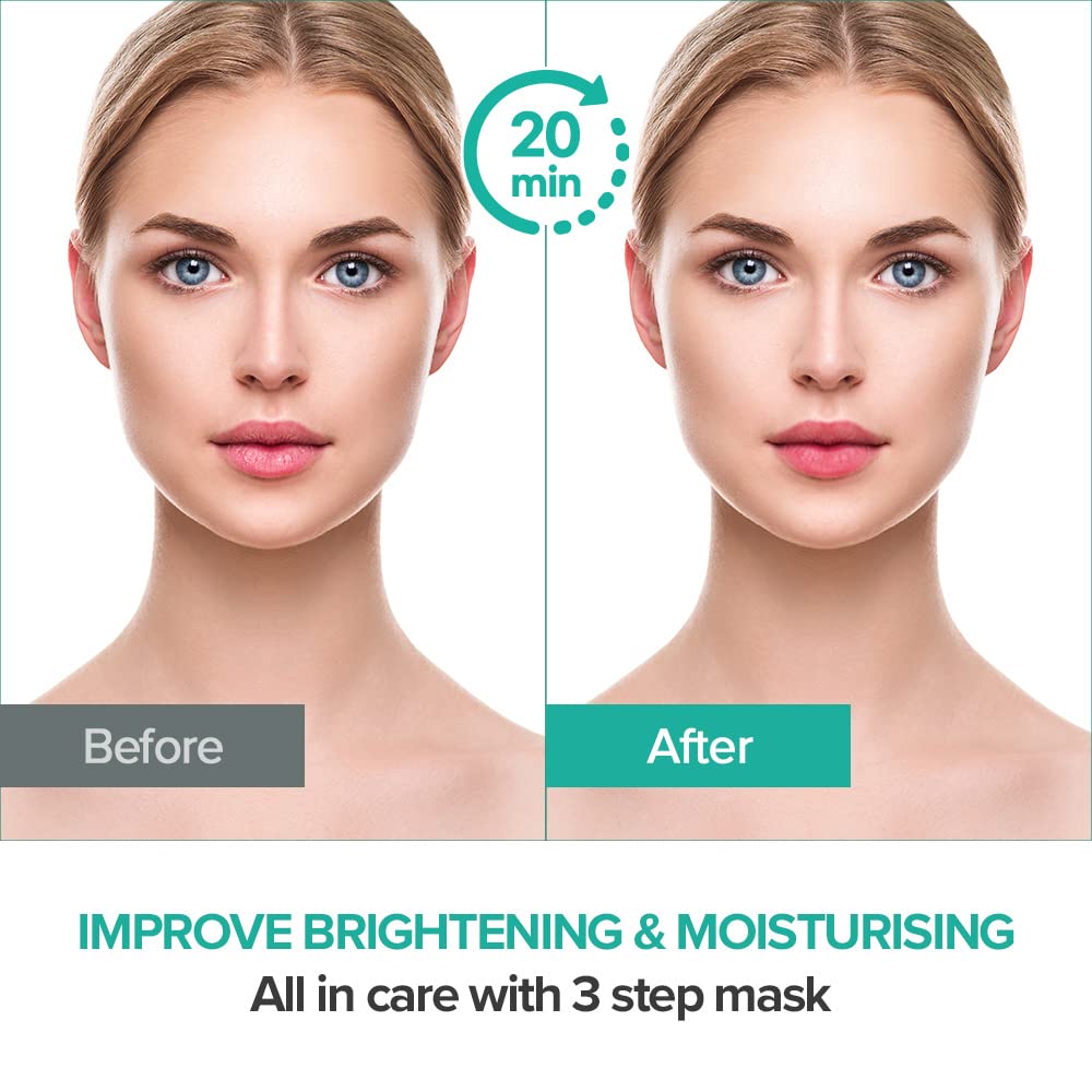 JMsolution Moisture mask placed on the face illustrates quick absorption and soothing feel.