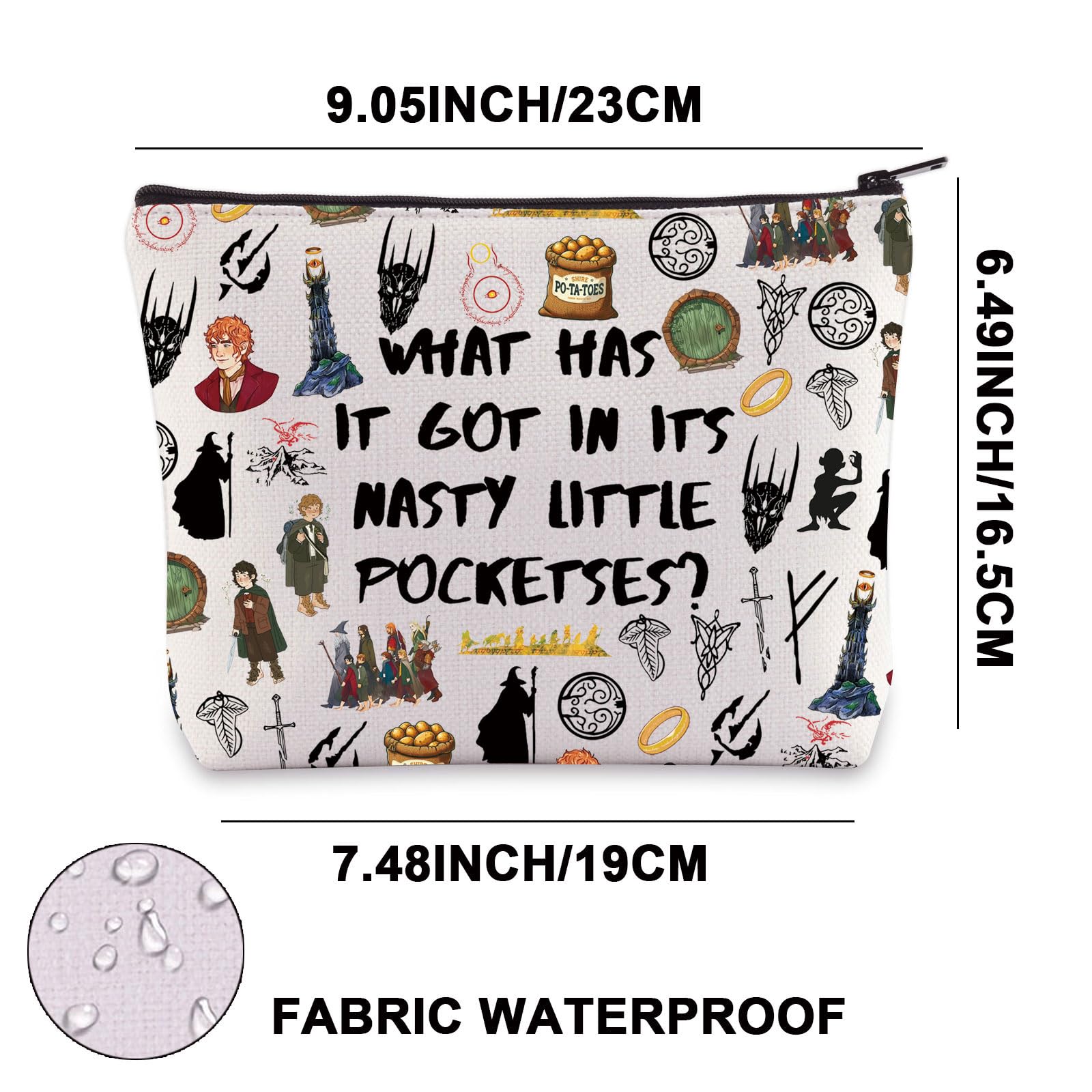 JNIAP Fantasy Movie Makeup Bag material closeup, waterproof fabric protects contents.