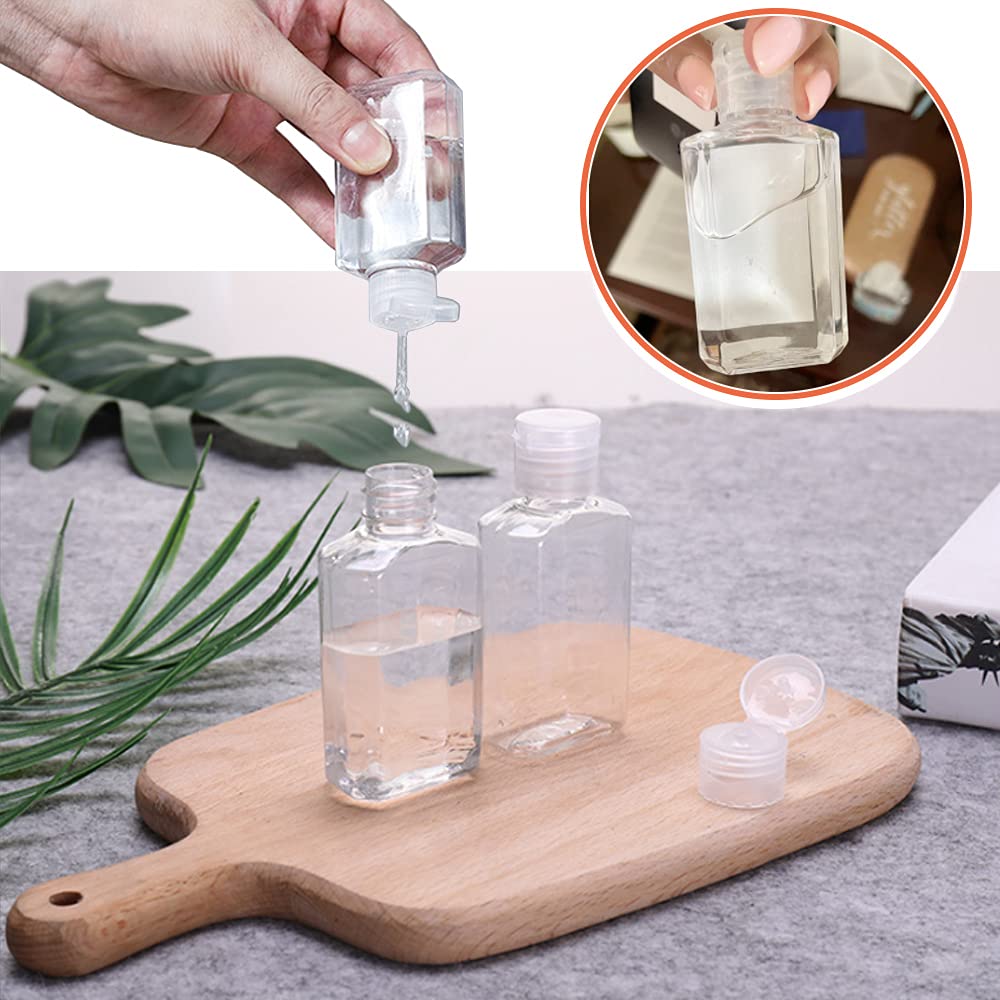 Jnnzzggu 2oz bottles cap open showing flip-cap seal for leakage prevention.