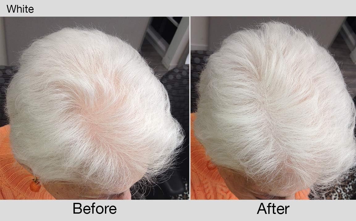 Joan Rivers Beauty Great Hair Day root touch up powder swatch demonstrates color-safe blending for natural fullness.