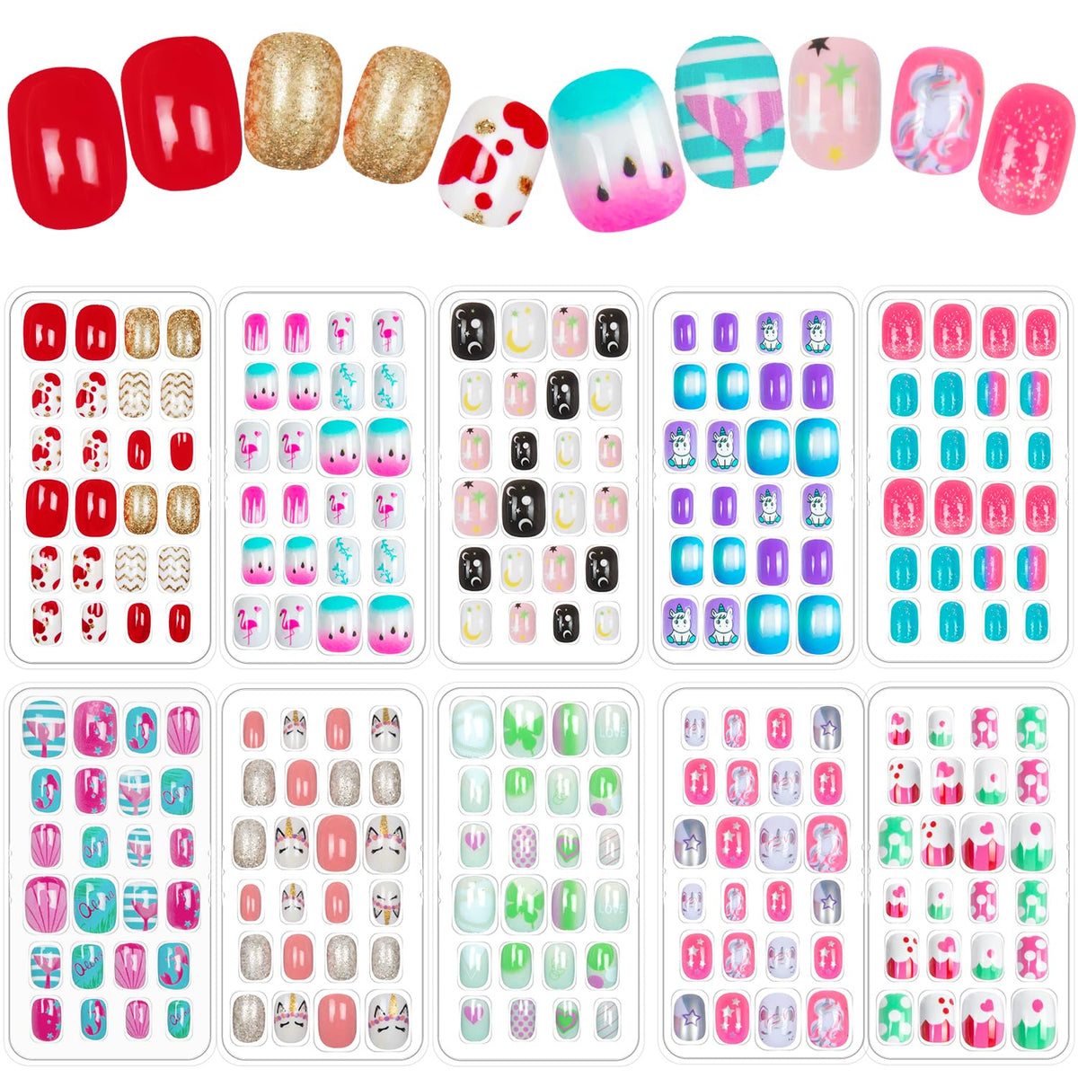JOAOYO kids nails in gradient pattern for quick color pops and playful style.