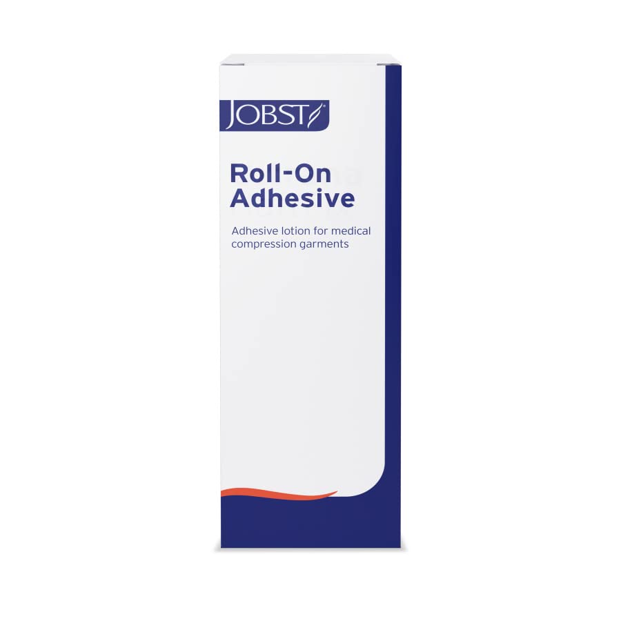 JOBST Roll-On Adhesive application on arm shows skin-friendly, dye-free fixation for compression garments.