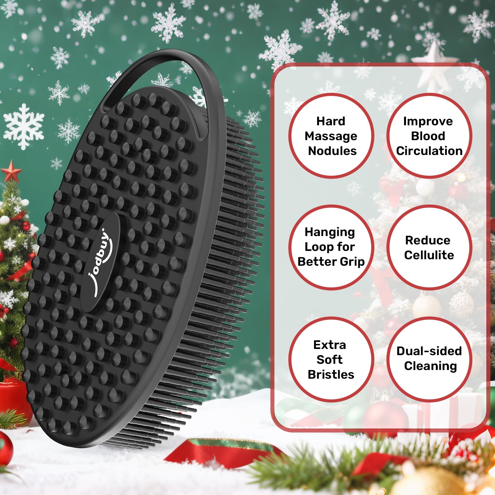 Closeup of JODBUY silicone body scrubber bristles delivering hygienic exfoliation