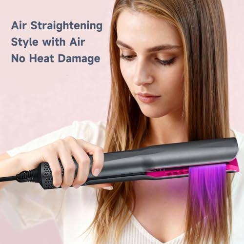JODRERO hair straightener in action drying damp hair with airflow