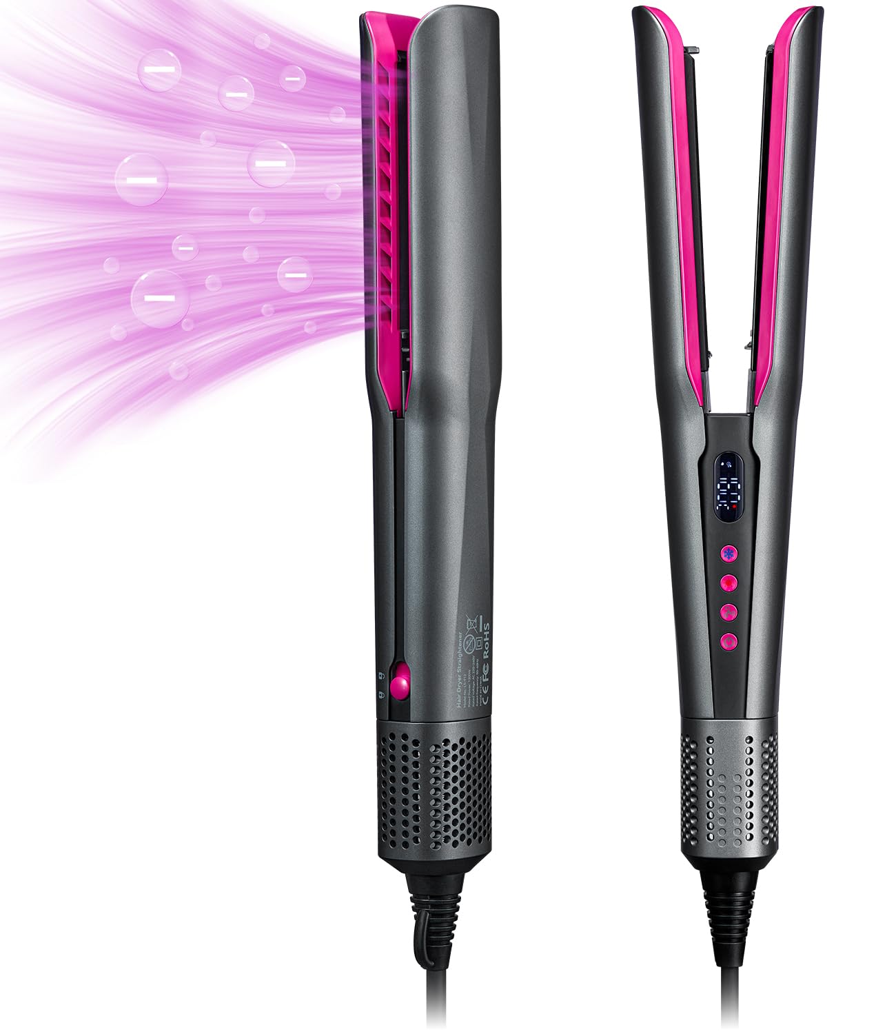 JODRERO hair straightener front view in gray for air-styling efficiency