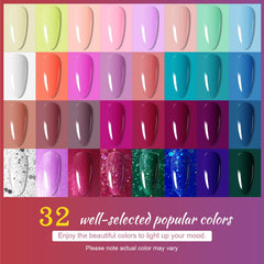 JODSONE 32-colors gel polish palette ready for versatile seasonal nail designs.