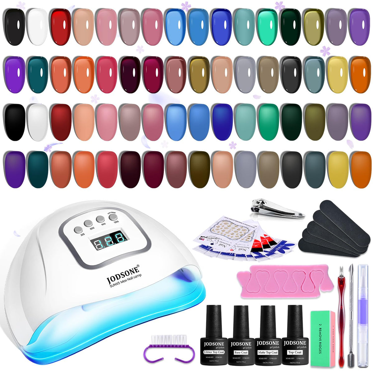 JODSONE 32-colors jelly gel set with vibrant colors for at-home gel manicures
