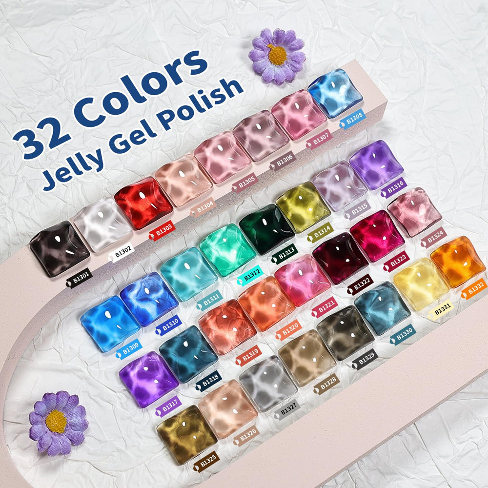 JODSONE jelly gel kit showing color variety for DIY nail art