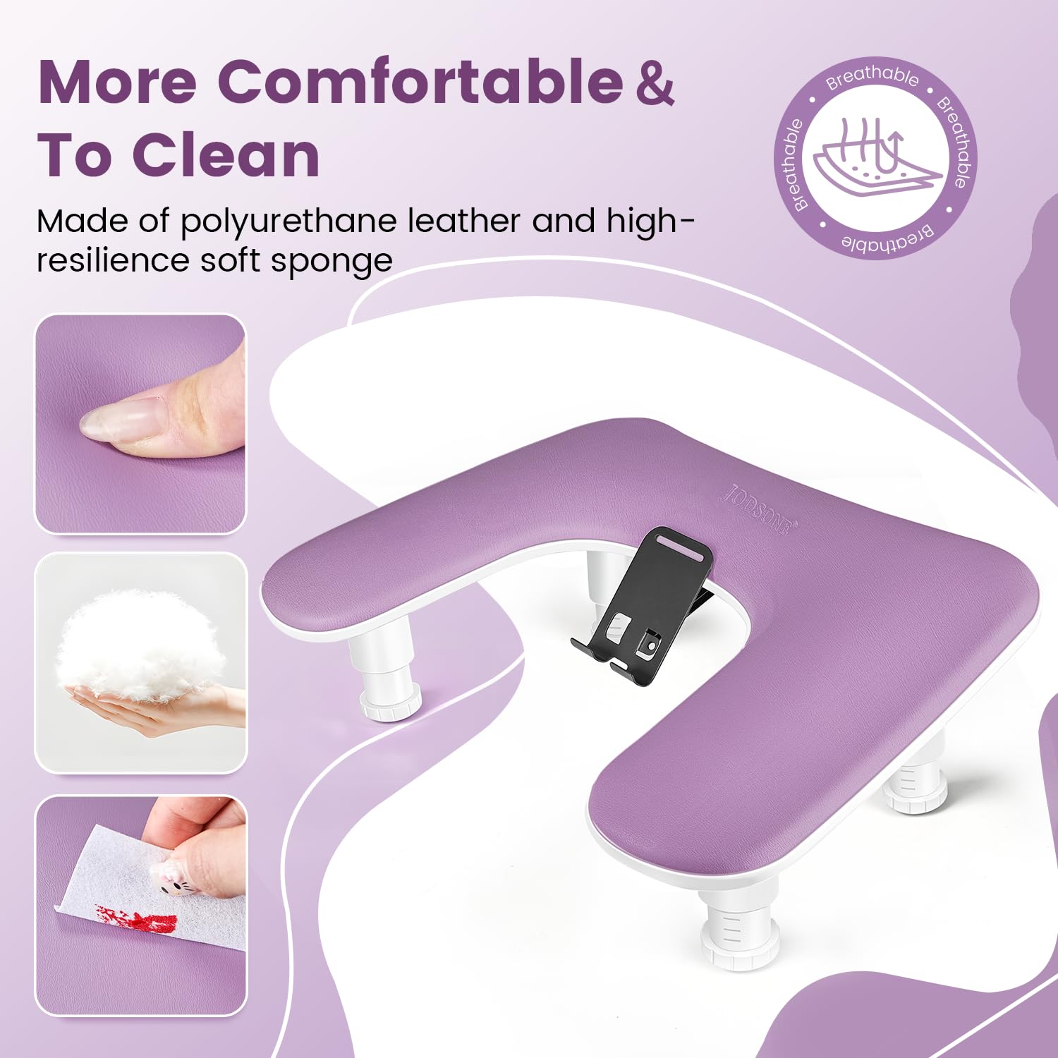 JODSONE 360-degree rotating phone holder offers flexible viewing during nail art.