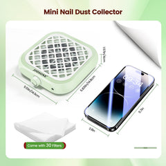 JODSONE 6000RPM mini nail dust collector, side view, compact palm-sized design.
